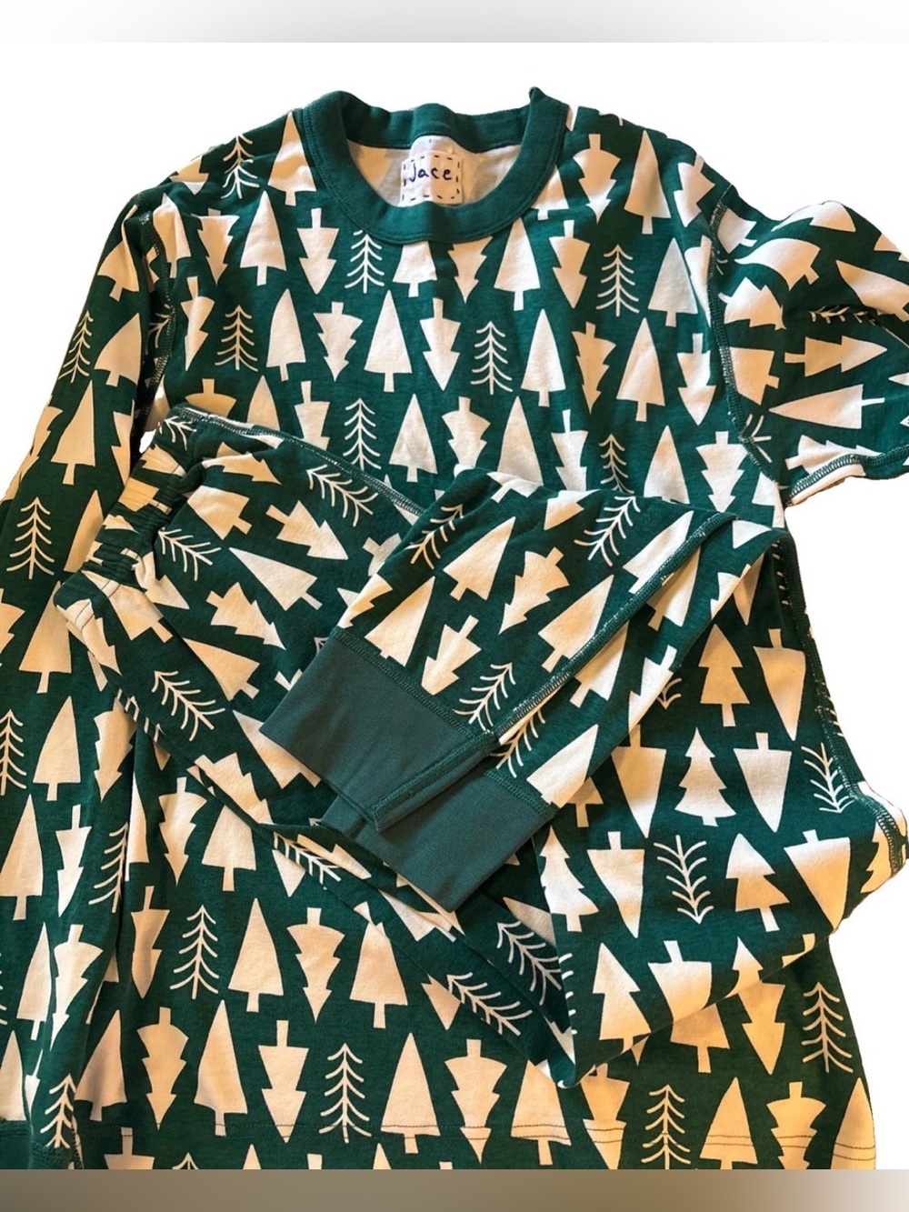 Hanna Andersson Men’s- S, Green trees Holiday Long Johns PJs pajamas NWOT